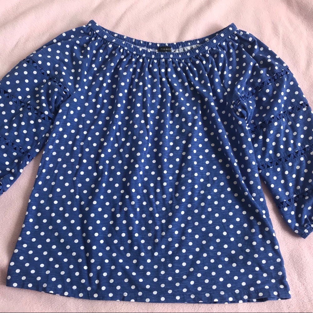Talbots polka dot long sleeve top